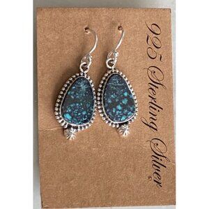 NEW Tibetan Turquoise Beaded Sterling Silver Dangle Earrings